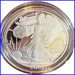 1991 American Silver Eagle Bullion Proof $1 Coin Collectible with Box and COA