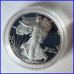 1991-S Proof American Silver Eagle 1 oz. 999 Silver with Original Box & COA OGP
