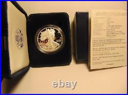 1991 S Silver Eaglecameo Proof Box An Cert