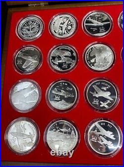 1991 Silver Proof Coin Set Legendary Aircraft of WW II with Box 24 Coins