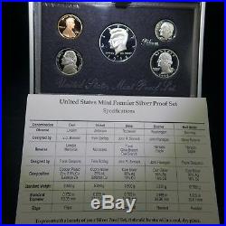 1992-1998 90% Silver United States Premier Proof Sets All 7 US Mint Box & COA