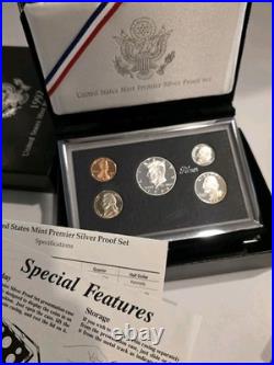 1992 & 1998 US Mint Premier Silver Proof Sets Complete With Box & Papers