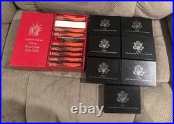 1992-2008 U. S. Mint SILVER PROOF SET LOT= 16 SETS + STORAGE RED BOX