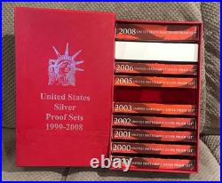 1992-2008 U. S. Mint SILVER PROOF SET LOT= 16 SETS + STORAGE RED BOX