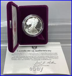 1992 S American Proof Silver Eagle With Box & CoA