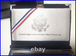1992-S US Mint Set of 4 PREMIER SILVER PROOF SETS 5 Coins Original Boxes & COA