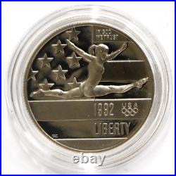 1992 S U. S. Mint Olympic Coins 2-Coin Silver Proof Set With Box & COA