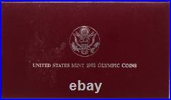 1992 S U. S. Mint Olympic Coins 2-Coin Silver Proof Set With Box & COA
