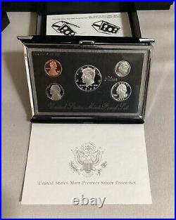 1992 through 1998 Silver United States Premier Proof Sets US Mint Box & COA