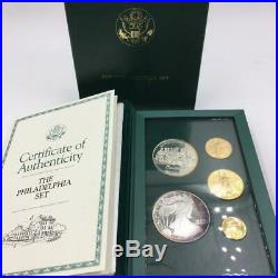 1993-P AMERICAN EAGLE 5 COIN PROOF GOLD & SILVER PHILADELPHIA SET With BOX & COA
