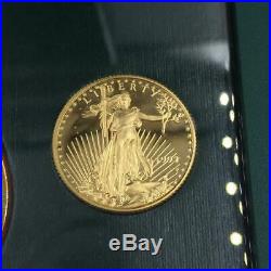 1993-P AMERICAN EAGLE 5 COIN PROOF GOLD & SILVER PHILADELPHIA SET With BOX & COA