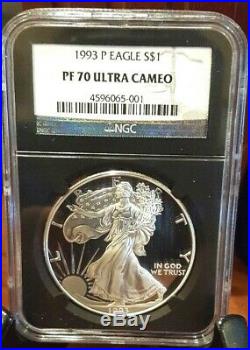 1993-P American Silver Eagle Proof NGC PF-70 UCAM (WithOrig. Box and COA)