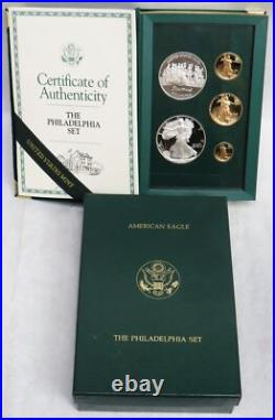 1993 P Philadelphia 5 Coin Gold & Silver Proof Set Box Coa Ogp