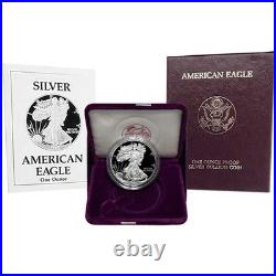 1993-P Proof $1 American Silver Eagle Box, OGP & COA
