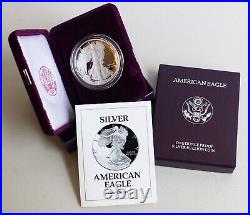 1993 P Silver American Eagle One Proof Dollar Coin with Box and COA $1 US Coin