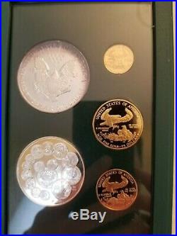 1993 Philadelphia Proof Gold and Silver Eagle US Mint 5 Coin Set with Box & COA