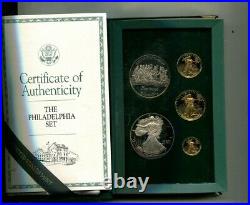 1993 Philadelphia Silver And Gold American Eagle 5 Coin Proof Set Original Box