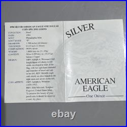 1994-P American Silver Eagle PROOF 1 Oz Silver Coin & Box & COA
