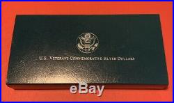 1994-P US VETERANS COMMEMORATIVE SILVER DOLLARS 3-COIN PROOF SET with COA & Boxes