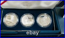 1994-P US Veterans Proof 3 Silver Dollar Set with US Mint Box and COA