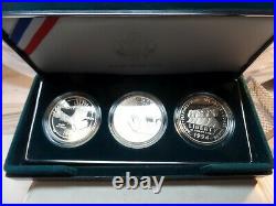 1994 US Veterans Commemorative Proof Silver Dollar 3-Coin Set OGP Box COA