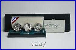 1994 US Veterans Commemorative Silver Dollar 3 Coin Proof Set with COA & Box