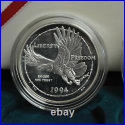 1994 US Veterans Commemorative Silver Dollar 3 Coin Proof Set with COA & Box
