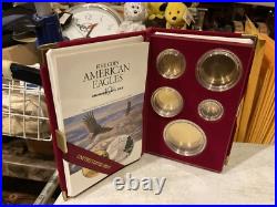 1995W ORIGINALGOLD SILVER EAGLE 10th ANNIVERSARY. 5 CAPSULES PROOF BOX READOGP