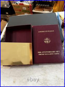 1995W ORIGINALGOLD SILVER EAGLE 10th ANNIVERSARY. 5 CAPSULES PROOF BOX READOGP