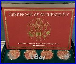 1995-1996 Proof Atlanta Olympic 8 Coin Silver Dollar Set with US Mint Box + COA