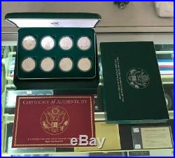 1995-1996 Proof Atlanta Olympic 8 Coin Silver Dollar Set with US Mint Box m2