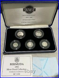 1995 Bermuda Sterling Silver Proof Set. Boxed, COA. Gorgeous Condition