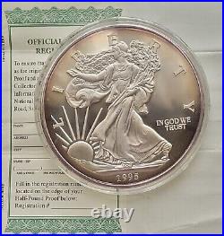 1995 Giant Half Pound. 999 Silver Eagle Proof by NC Mint w Box & COA