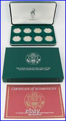 1995-P Olympic Commemorative Proof Silver Dollars 8 Coin Set withBox & COA