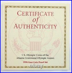1995 United States Olympic 4 Coin Silver & Gold Proof With Box & COA Set 1995 United States Olympic 4 Coin Silver & Gold Proof With Box & COA Set