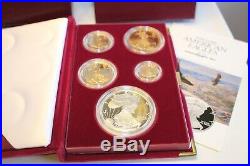1995 W 10th Anniversary American Eagle Proof Set Gold & Silver Org Box & COA