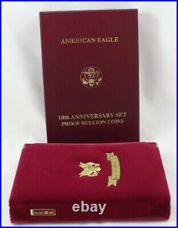 1995-W American Eagle 10th Anniversary Bullion Gold & Silver Proof Set Box & COA