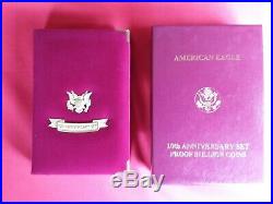 1995 W American Eagle 10th Anniversay 5 Coin Gold Silver Set Proof Box and COA