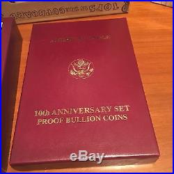 1995-W Gold Silver Eagle 10th Anniv. 5 Coin Proof BOX MINTOGP&COIN CAPSULES