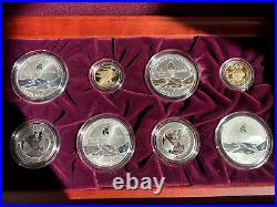 1996 Atlanta Olympic Silver and Gold 16 Proof Coin Set Orig Wood Box & Papers