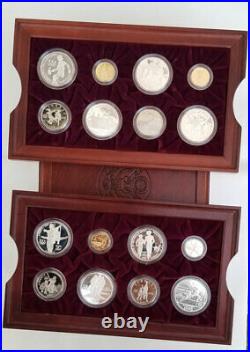 1996 Atlanta US Olympics 16 Proof Gold & Silver Coin Set Original Box & COA
