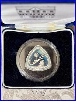 1996 Bermuda Shorts $3 Triangle Silver Proof Box, Capsule & COA, Vintage 5,000