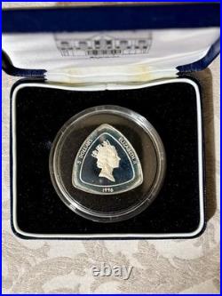 1996 Bermuda Shorts $3 Triangle Silver Proof Box, Capsule & COA, Vintage 5,000