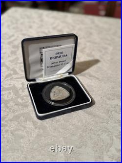 1996 Bermuda Shorts $3 Triangle Silver Proof Box, Capsule & COA, Vintage 5,000