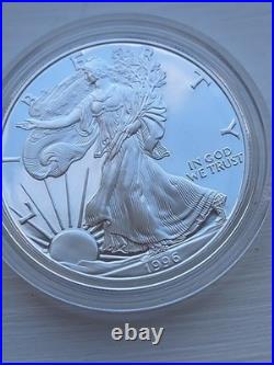 1996-P Proof 1 oz American Silver Eagle Original Box & COA Philadelphia