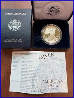 1996-P Proof American Silver Eagle 1 oz. 999 Fine Silver with Box & COA OGP 1996-P Proof American Silver Eagle 1 oz. 999 Fine Silver with Box & COA OGP