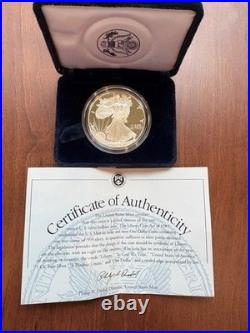 1996-P Proof American Silver Eagle 1 oz. 999 Fine Silver with Box & COA OGP
