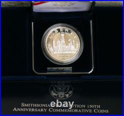 1996 P Smithsonian Institution Silver Proof One Dollar Coin Box and COA