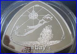 1996 ROYAL MINT Bermuda Triangular $9 Nine Dollar Silver Proof 5oz Coin box/Coa