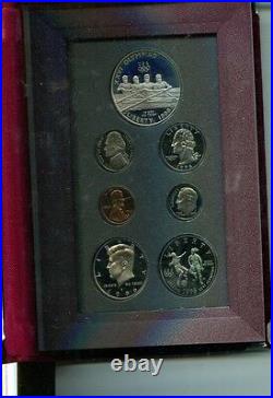 1996 S Olympic Rowing Silver Dollar Prestige 7 Coin Proof Set Original Box 4292j